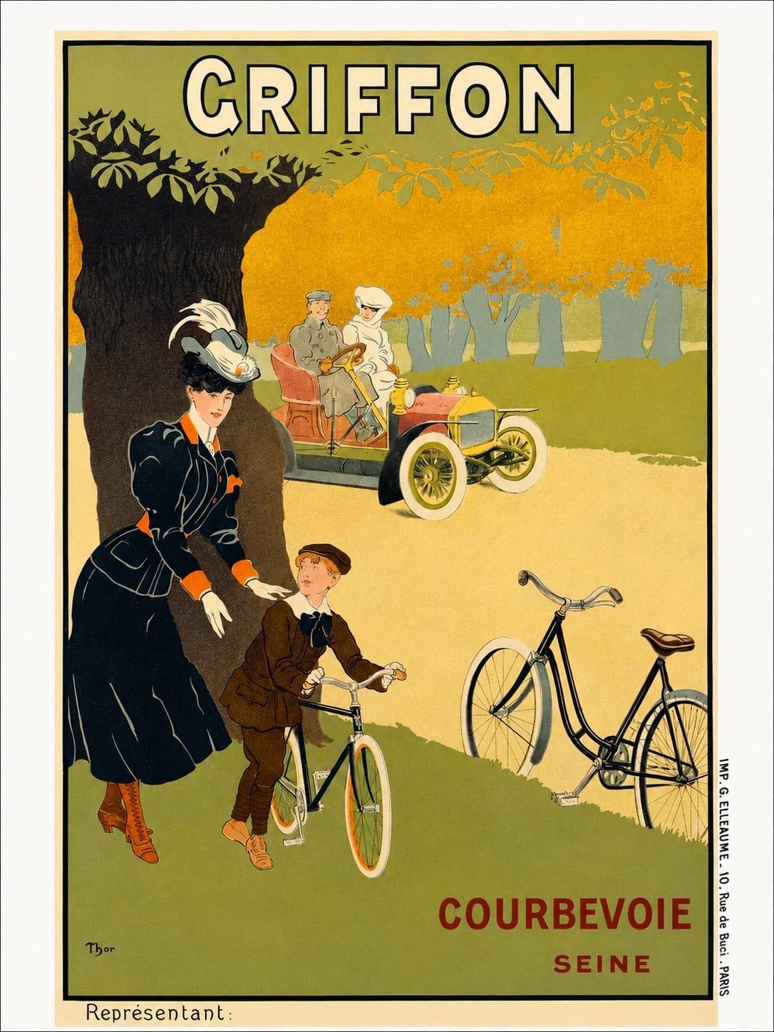 Rare Original Griffon · Courbevoie Advertising Lithograph